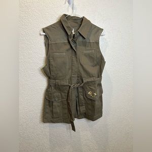 Anthropologie embroidered military vest